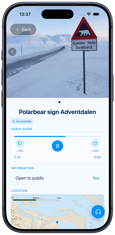 App sightseeing point detail view